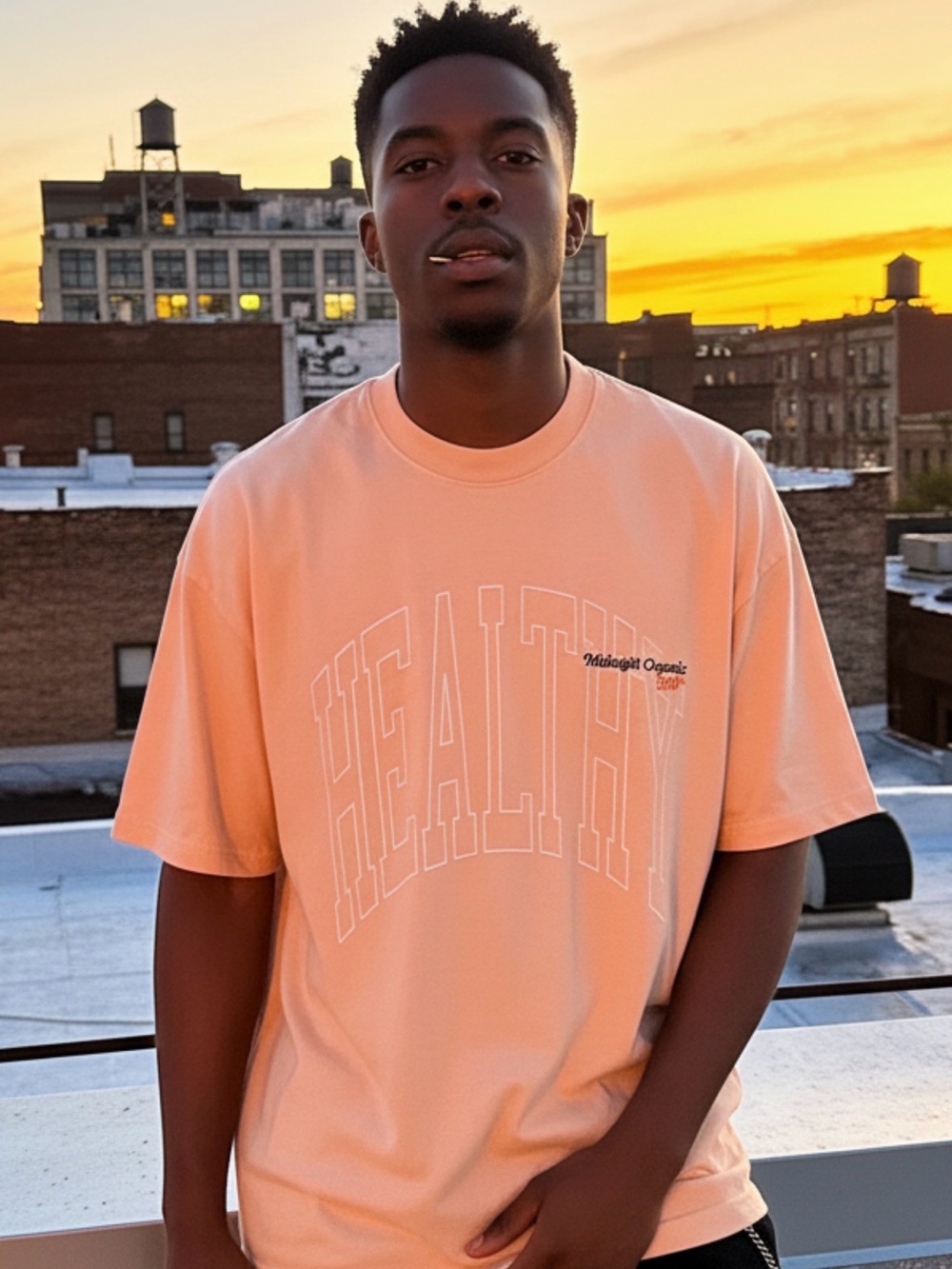 Midnight Organic ‘HEALTHY' Graphic Tee - Heavy Weight